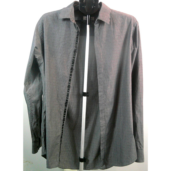 Calvin Klein Men's Reg Fit Black White Check Button-down collared shirt 34x35 15 - Picture 1 of 6